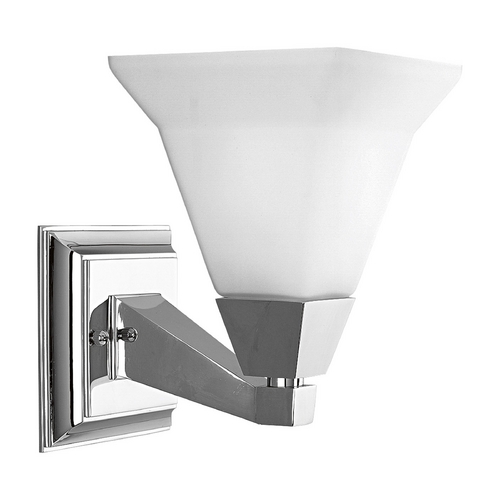 Progress Sconce Wall Light with White Glass in Chrome Finish P3135-15 Destination Lighting