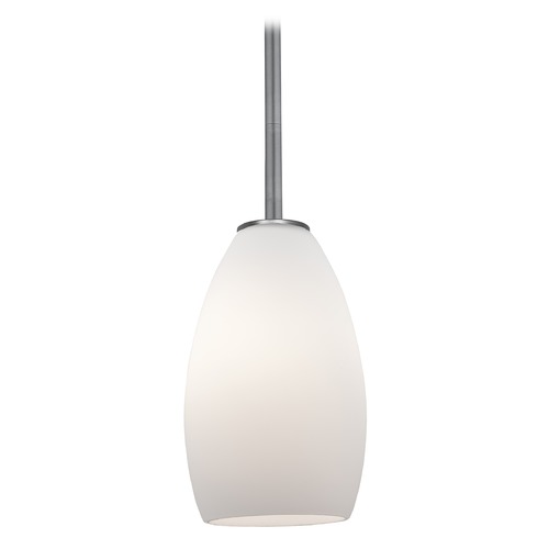 Access Lighting Modern Mini Pendant with White Glass by Access Lighting 28012-1R-BS/OPL