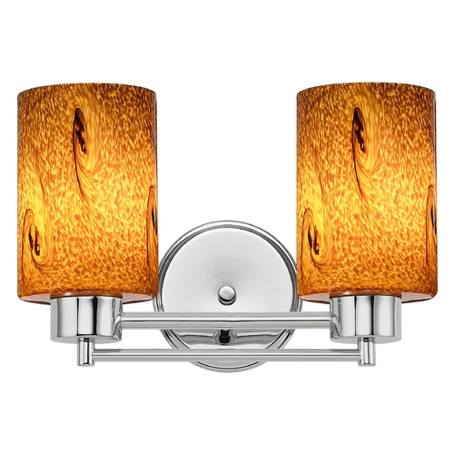 Design Classics Lighting Modern Bathroom Light with Brown Art Glass in Chrome Finish 702-26 GL1001C