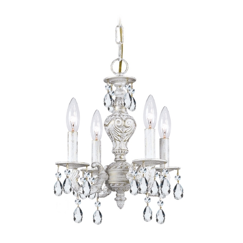Crystorama Lighting Sutton Crystal Mini Chandelier in Antique White by Crystorama Lighting 5024-AW-CL-SAQ