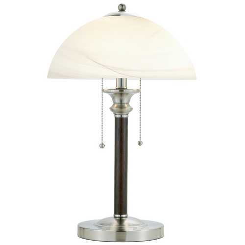 Adesso Home Lighting Modern Table Lamp with White Glass in Walnut Finish 4050-15