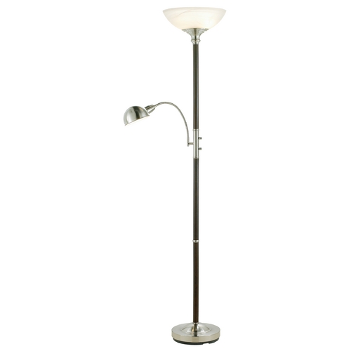 Adesso Home Lighting Modern Floor Lamp with Alabaster Glass in Walnut Finish 4052-15
