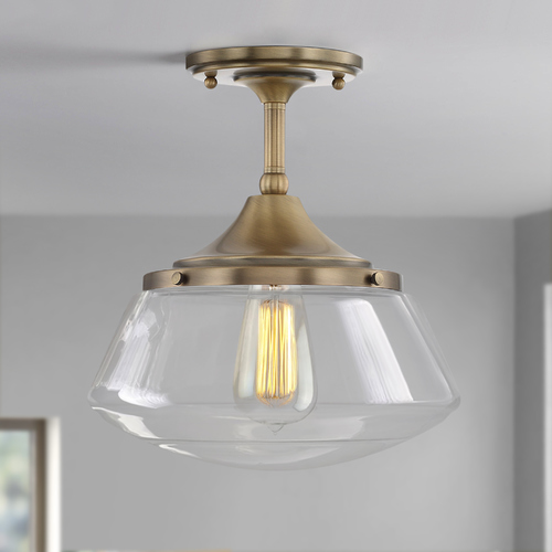 Capital Lighting Schoolhouse 10.50-Inch Semi-Flush in Aged Brass by Capital Lighting 3533AD-134