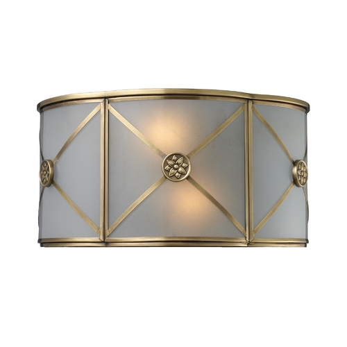 Elk Lighting Sconce Wall Light with Beige / Cream Glass in Brushed Brass Finish 22000/2