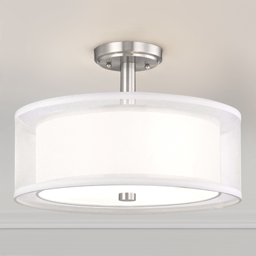 Dolan Designs Lighting Double Organza Drum Ceiling Light Satin Nickel 16 Inches Wide 3 Lt 1275-09