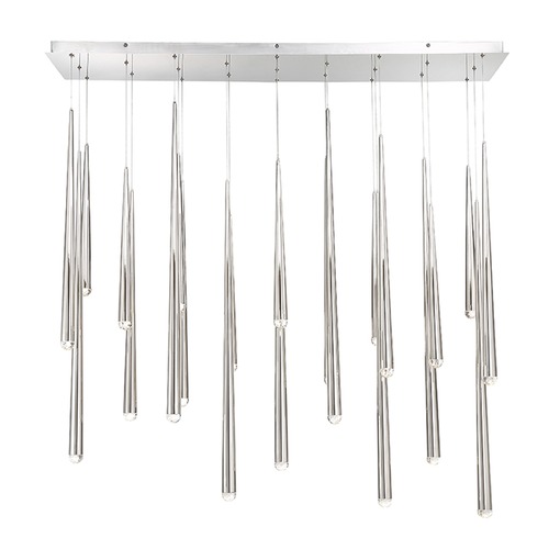 Modern Forms by WAC Lighting Cascade 23-Light LED Crystal Linear Chandelier in Polished Nickel by Modern Forms PD-41723L-PN