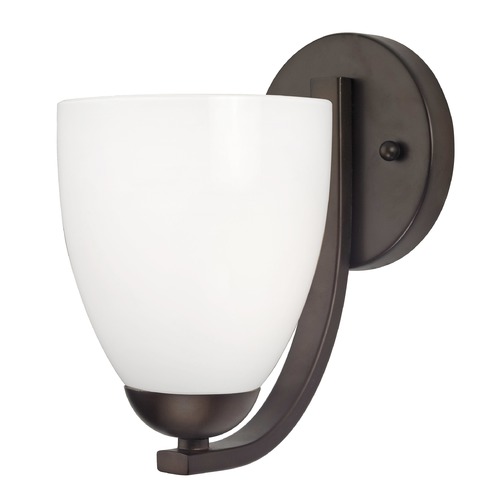 Design Classics Lighting Sconce Wall Light with Opal White Bell Glass in Bronze Finish 585-220 GL1024MB