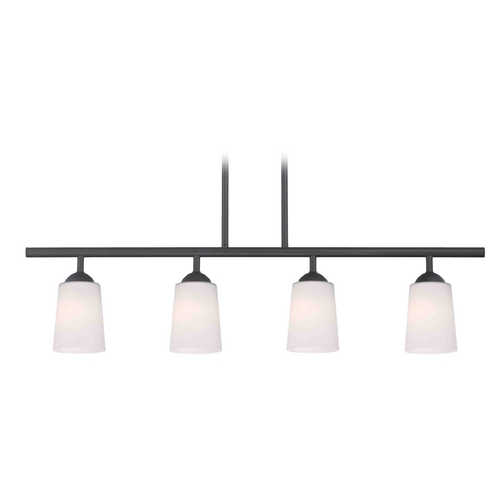 Design Classics Lighting Axel Linear Chandelier in Black & Satin White Cone Glass by Fuse 718-07 GL1027