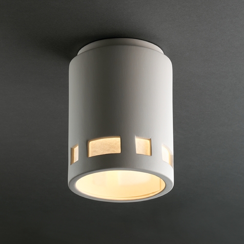 Justice Design Group Flushmount Light with White Shade in Bisque Finish CER-6107-BIS