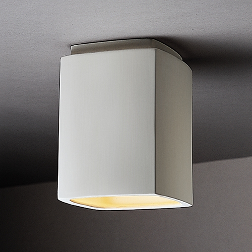 Justice Design Group Flushmount Light with White Shade in Bisque Finish CER-6110-BIS