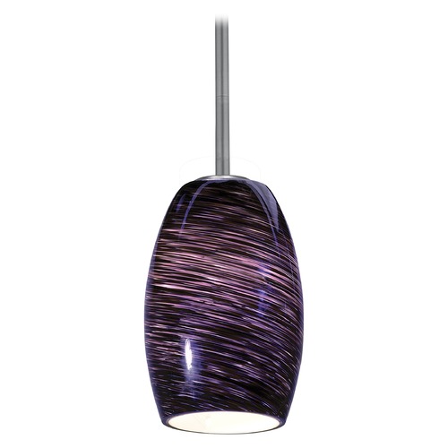 Access Lighting Modern Mini Pendant with Purple Glass by Access Lighting 28078-1R-BS/PLS