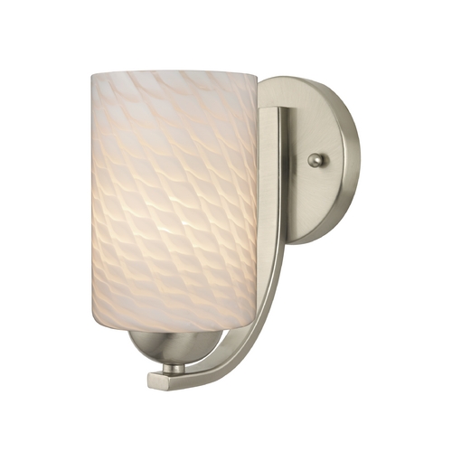 Design Classics Lighting Satin Nickel Wall Sconce with White Art Glass Cylinder Shade 585-09 GL1020C