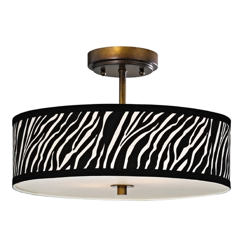 Design Classics Lighting Zebra Ceiling Light with Drum Shade in Bronze - 16 Inches Wide DCL 6543-604 SH9470