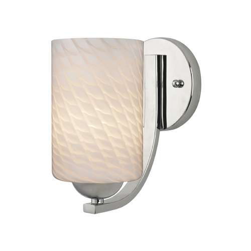 Design Classics Lighting Chrome Wall Light with White Art Glass Cylinder Shade 585-26 GL1020C