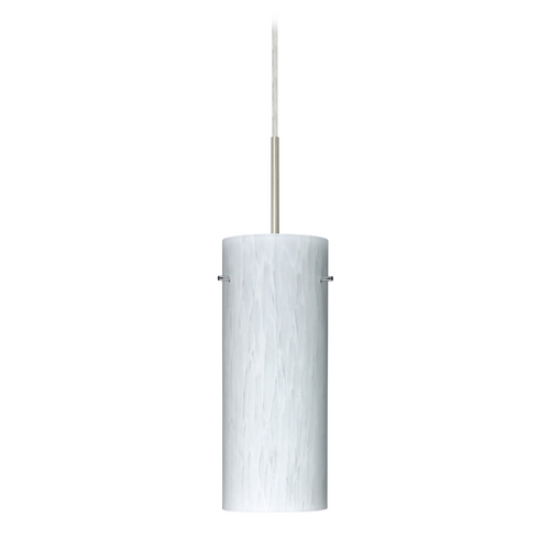 Besa Lighting Modern Pendant Light White Glass Satin Nickel by Besa Lighting 1JT-412319-SN