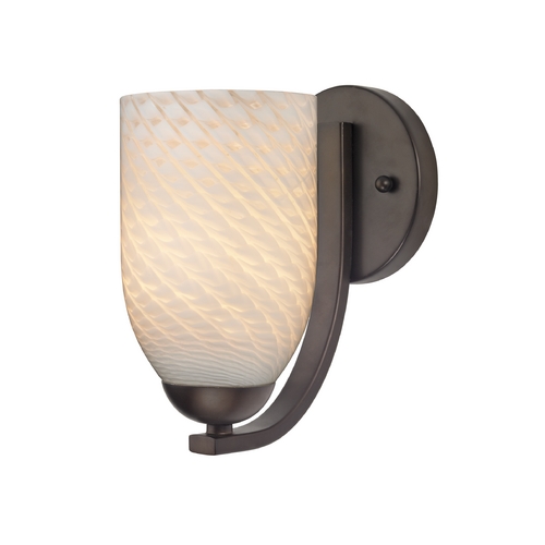 Design Classics Lighting Modern Wall Sconce with White Art Glass in Bronze Finish 585-220 GL1020D