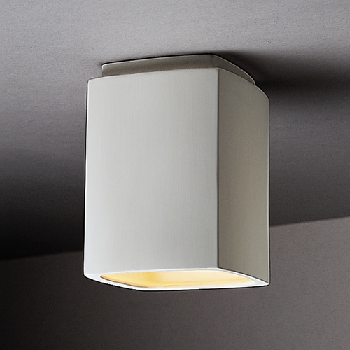 Justice Design Group Close To Ceiling Light with White Shade in Bisque Finish CER-6110W-BIS