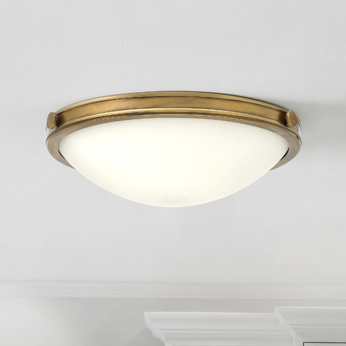 Hinkley Industrial Brass LED Flush Mount by Hinkley Lighting 3783HB-LED
