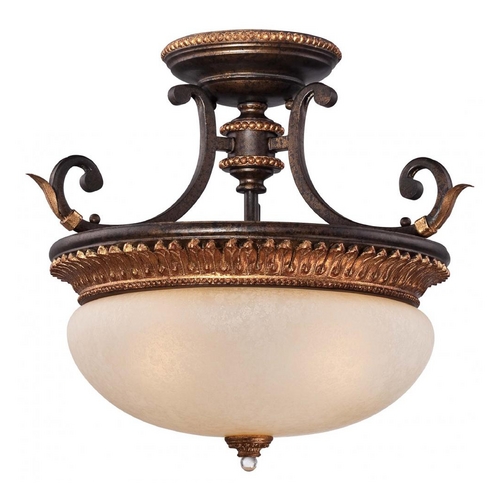 Metropolitan Lighting Semi-Flushmount Ceiling Light in Bronze with Gold Leaf Finish N6642-258B