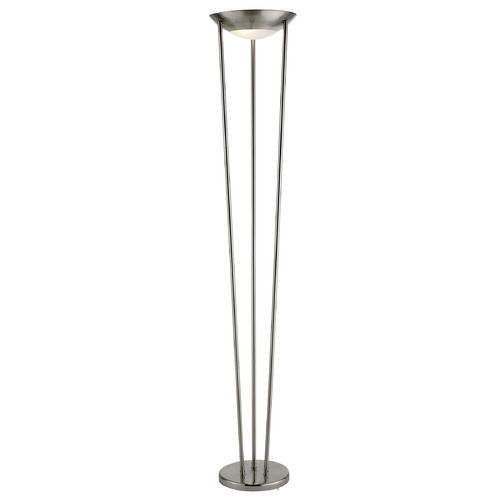 Adesso Home Lighting Modern Torchiere Lamp with White Glass in Satin Steel Finish 5233-22