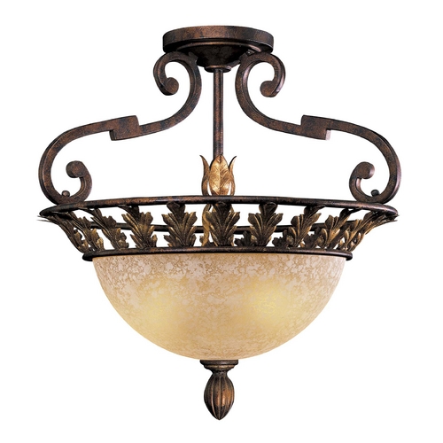 Metropolitan Lighting Semi-Flushmount Light with Beige / Cream Glass in Golden Bronze Finish N6241-355