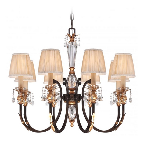 Metropolitan Lighting Crystal Six-Light Chandelier in Bronze Finish with Pleated Shades N6648-258B