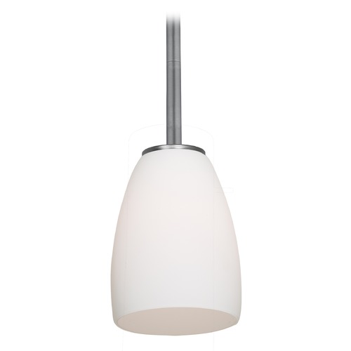 Access Lighting Modern Mini Pendant with White Glass by Access Lighting 28069-1R-BS/OPL