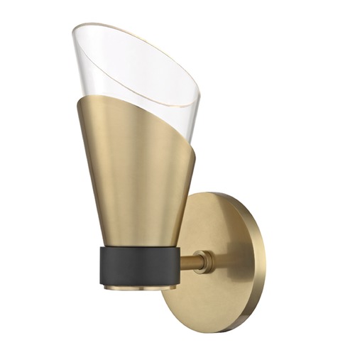 Mitzi by Hudson Valley Angie LED Sconce in Brass & Black by Mitzi by Hudson Valley H130101-AGB/BK
