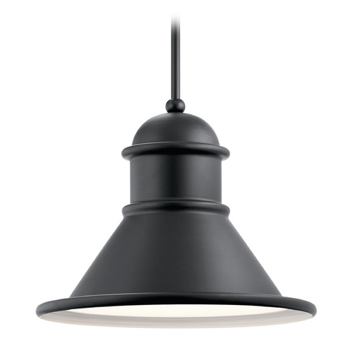 Kichler Lighting Northland Outdoor Hanging Pendant in Black with White Interior by Kichler Lighting 49777BK