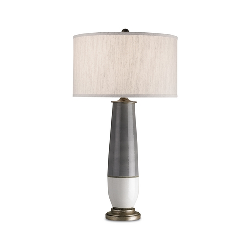 Currey and Company Lighting Modern Table Lamp in Pyrite Bronze/gray/white Crackle Finish 6905