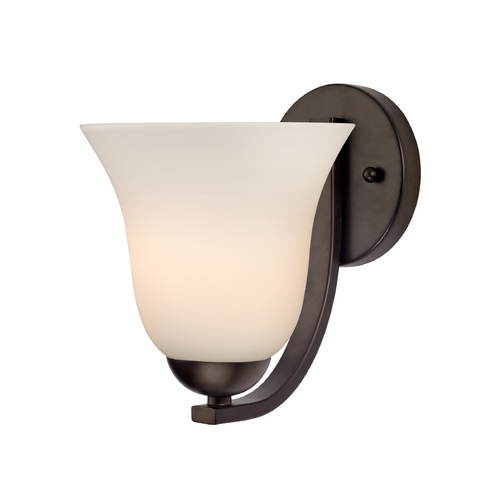 Design Classics Lighting Contemporary Sconce with White Bell Glass in Bronze Finish 585-220 GL9222-WH