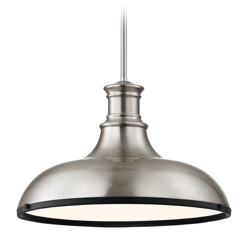 Design Classics Lighting Industrial Pendant Light Satin Nickel and Black 15.63-Inch Wide 1761-09 SH1777-09 R1777-07