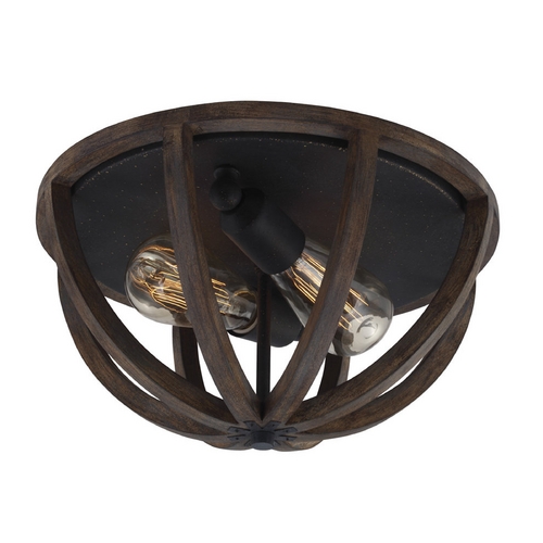 Visual Comfort Studio Collection Allier Flush Mount in Weathered Oak & Iron by Visual Comfort Studio FM400WOW/AF