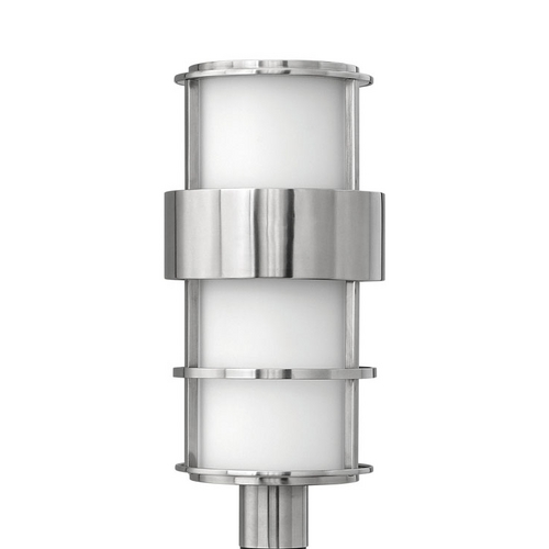 Hinkley Modern Post Light with White Glass in Stainless Steel Finish 1901SS