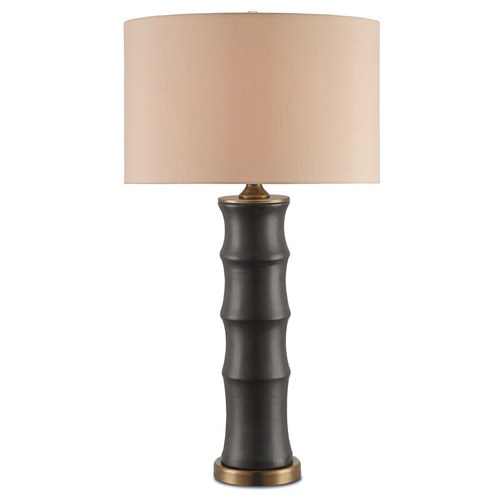 Currey and Company Lighting Currey and Company Roark Matte Black/antique Brass Table Lamp with Drum Shade 6955