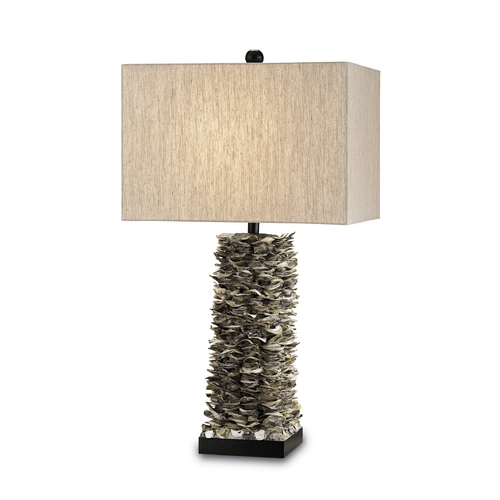 Currey and Company Lighting Table Lamp with Beige / Cream Shade in Natural/satin Black Finish 6862