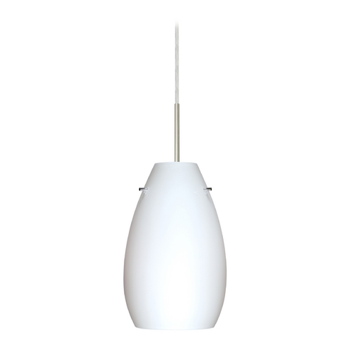 Besa Lighting Modern Pendant Light White Glass Satin Nickel by Besa Lighting 1JT-412607-SN
