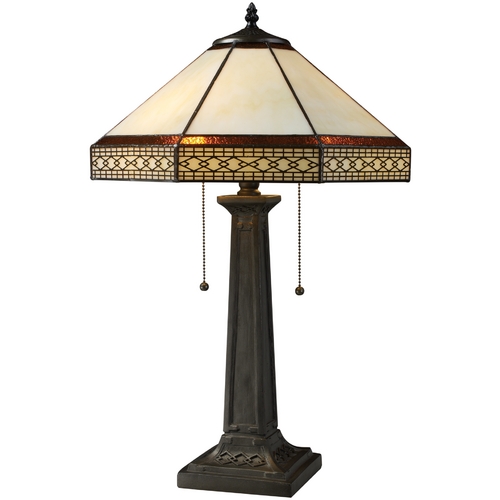 Elk Lighting Table Lamp with Tiffany Glass in Bronze Finish D1858