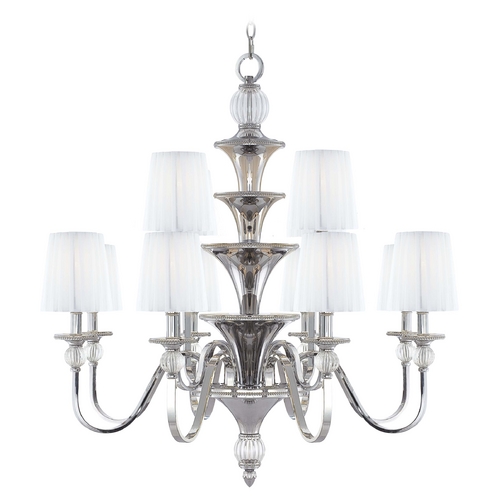 Metropolitan Lighting Chandelier with White Shades in Polished Nickel Finish N6611-613