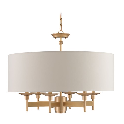Currey and Company Lighting Bering Chandelier in Antique Brass with Eggshell Shade by Currey & Co 9299
