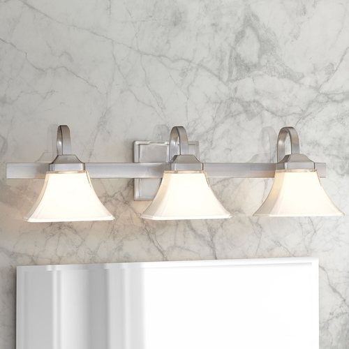 Minka Lavery Bathroom Light with White Glass in Brushed Nickel by Minka Lavery 6813-84