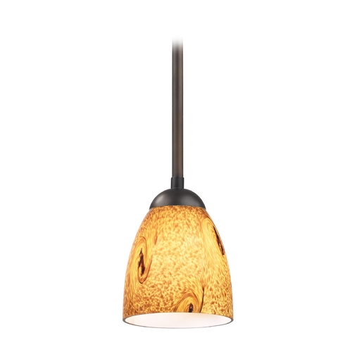 Design Classics Lighting Modern Mini-Pendant Light with Brown Art Glass 581-220 GL1001MB