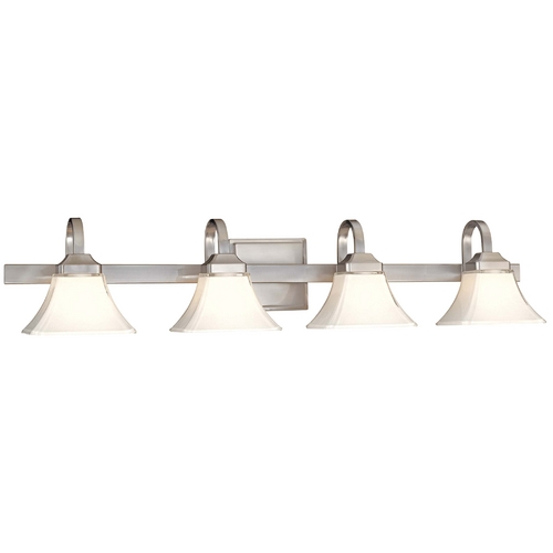 Minka Lavery Bathroom Light with White Glass in Brushed Nickel by Minka Lavery 6814-84