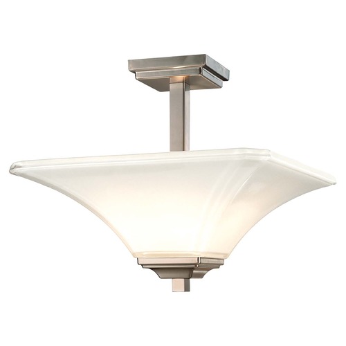Minka Lavery Semi-Flush Mount with White Glass in Brushed Nickel by Minka Lavery 1816-84