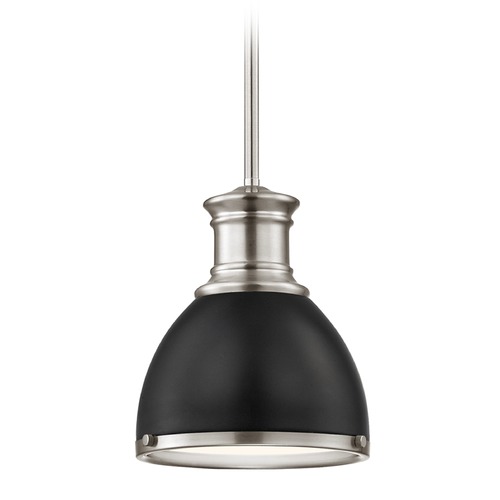 Design Classics Lighting Industrial Mini-Pendant Black and Satin Nickel 7.38-Inch Wide 1761-09 SH1775-07 R1775-09