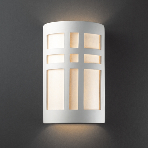 Justice Design Group Outdoor Wall Light with White in Bisque Finish CER-7295W-BIS