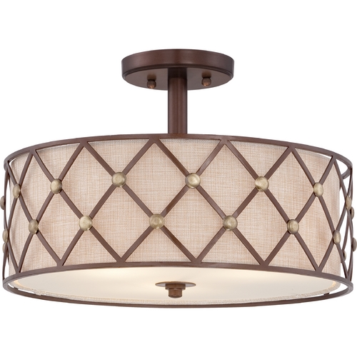 Quoizel Lighting Brown Lattice Semi-Flush Mount in Copper Canyon by Quoizel Lighting BWL1717CC