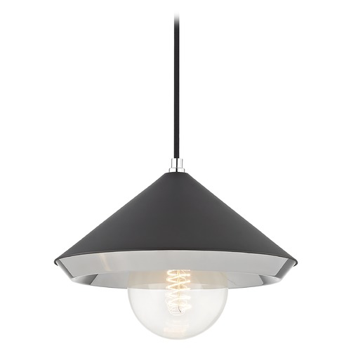 Mitzi by Hudson Valley Marnie Pendant in Polished Nickel by Mitzi by Hudson Valley H139701L-PN/BK