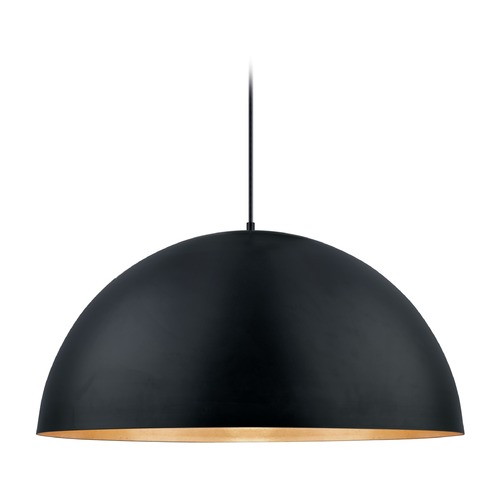 Eglo Lighting Eglo Gaetano Black / Gold LED Pendant Light with Bowl / Dome Shade 201295A
