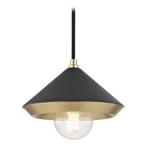 Mitzi by Hudson Valley Marnie Mini Pendant in Brass by Mitzi by Hudson Valley H139701S-AGB/BK
